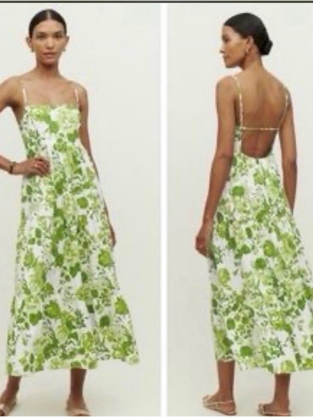 Reformation White Maxi Dress with Green Floral Print - Picture 6 of 8